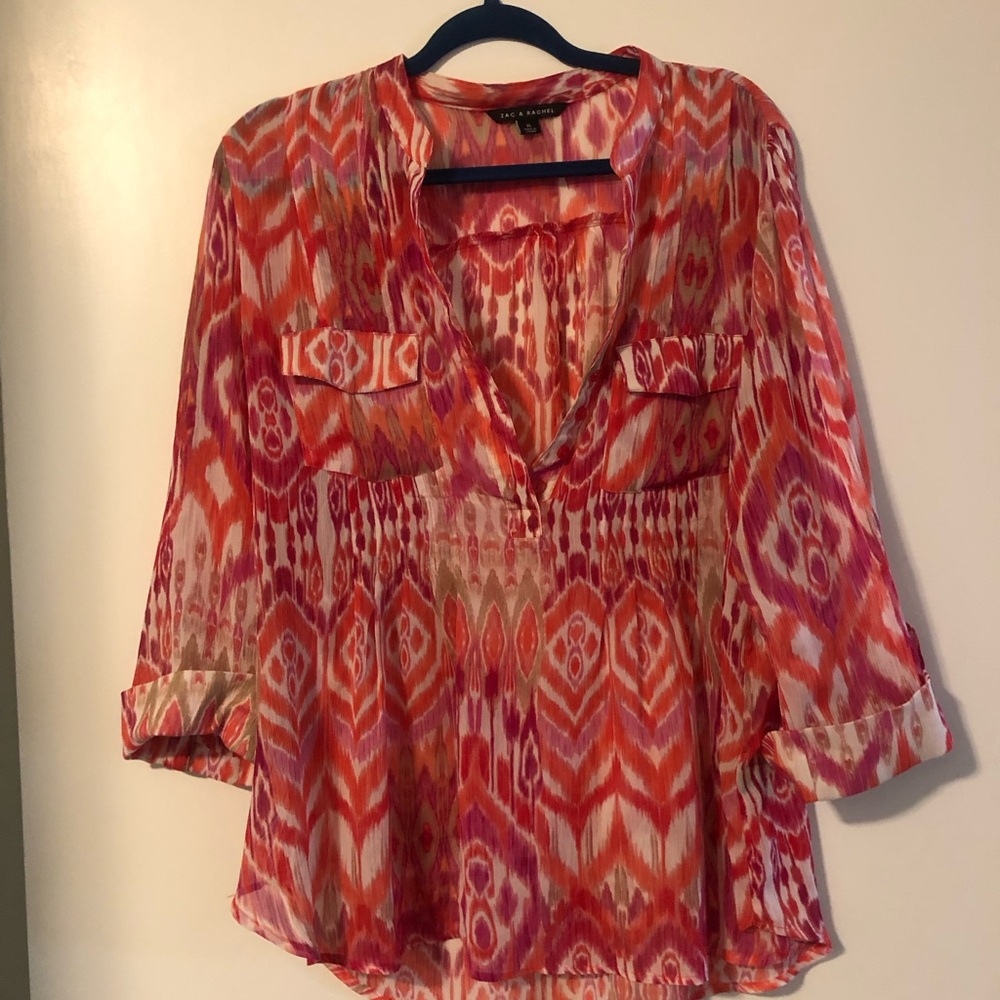 Zac & Rachel Red and Pink Patterned Blouse